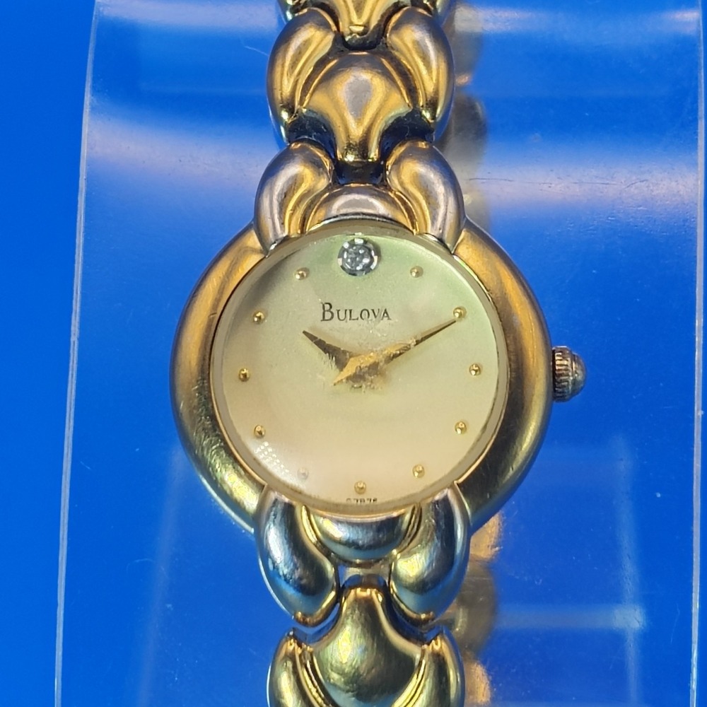 Vintage 1997 Bulova Diamond 20mm Women's Quartz Gold Tone Dress Watch Restored